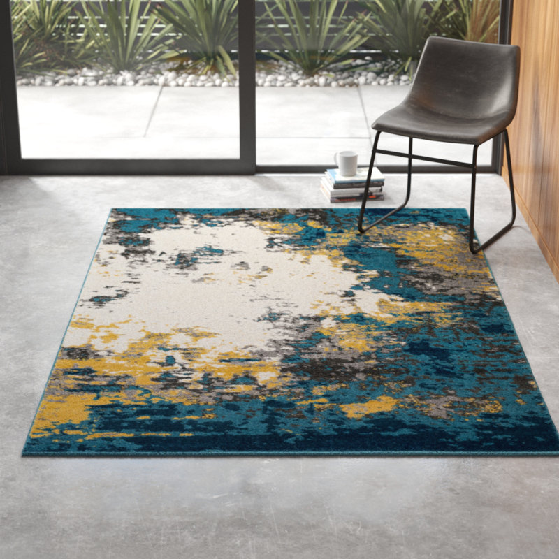 Tobie Aqua/Bright Blue/Yellow Area Rug & Reviews AllModern